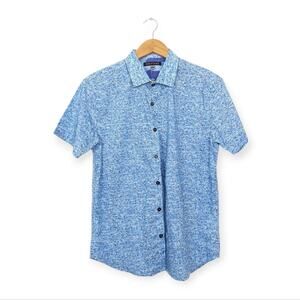 Lords Of Harlech Scott Falling Blossom Blue Button Down Shirt